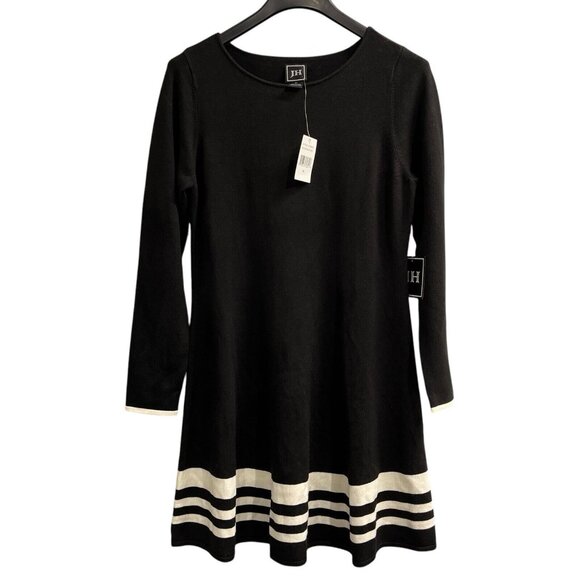 Jessica Howard Sweater Dress Womens XL Black Knit Midi White Office Capsule - Picture 1 of 8
